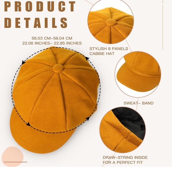 Warm 6 Pcs Newsboy Cap Warm Wool Visor Beret Hats Soft Vintage Baker Boy Hat - Picture 4 of 4